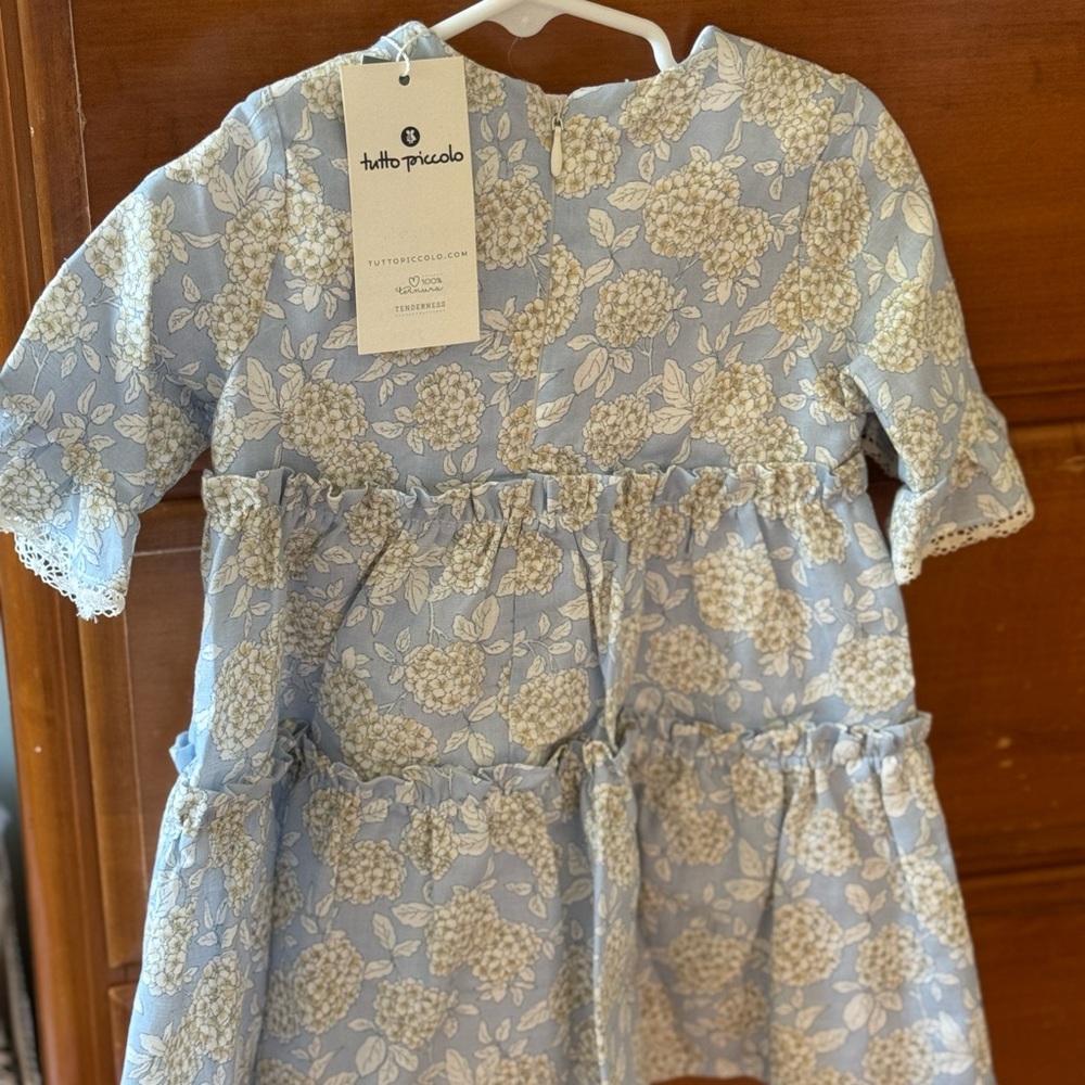 Blue Floral Kids Dress - Picture 2 of 3